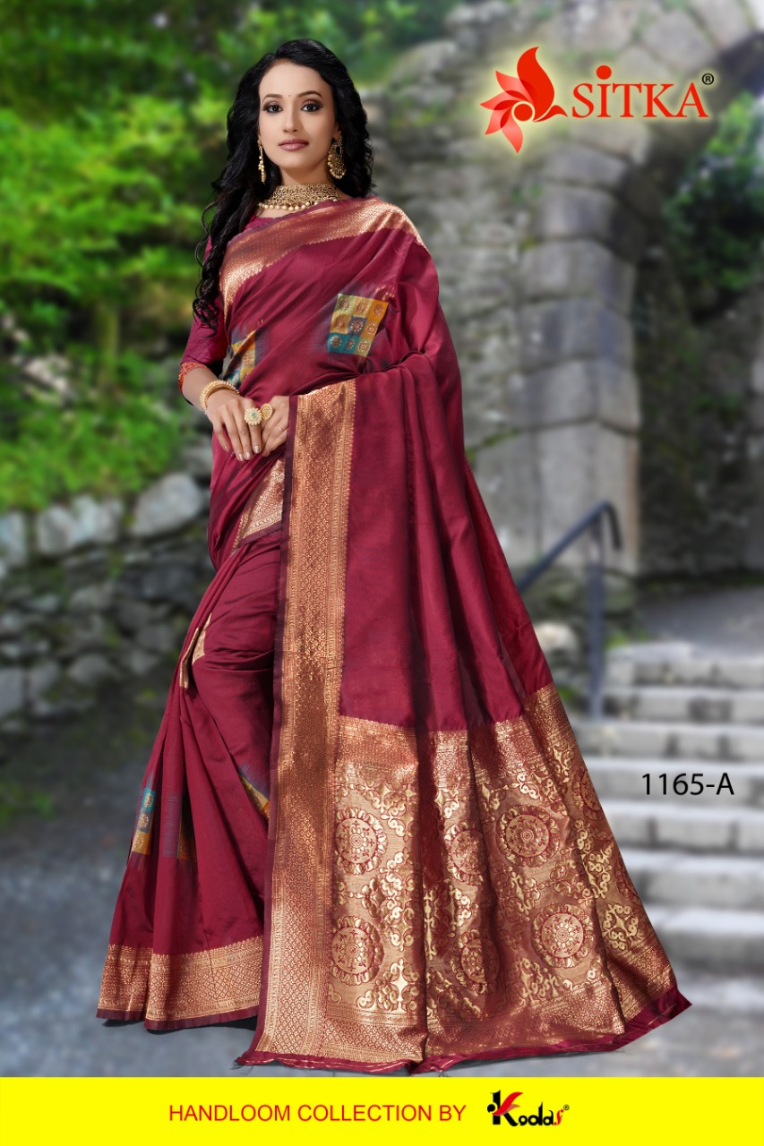 Sitka Arabia 1165 Beautiful Handloom Cotton  Silk Saree New Catalog Supplier