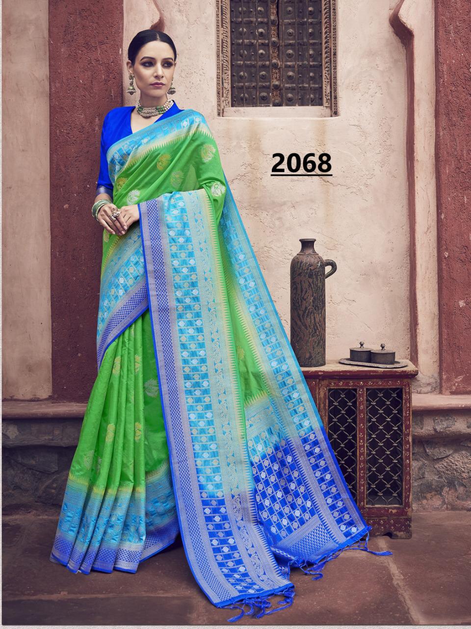 Elina Fashion Karigari Silk Weaving Handloom Saree New Catalog Dealer in Surat