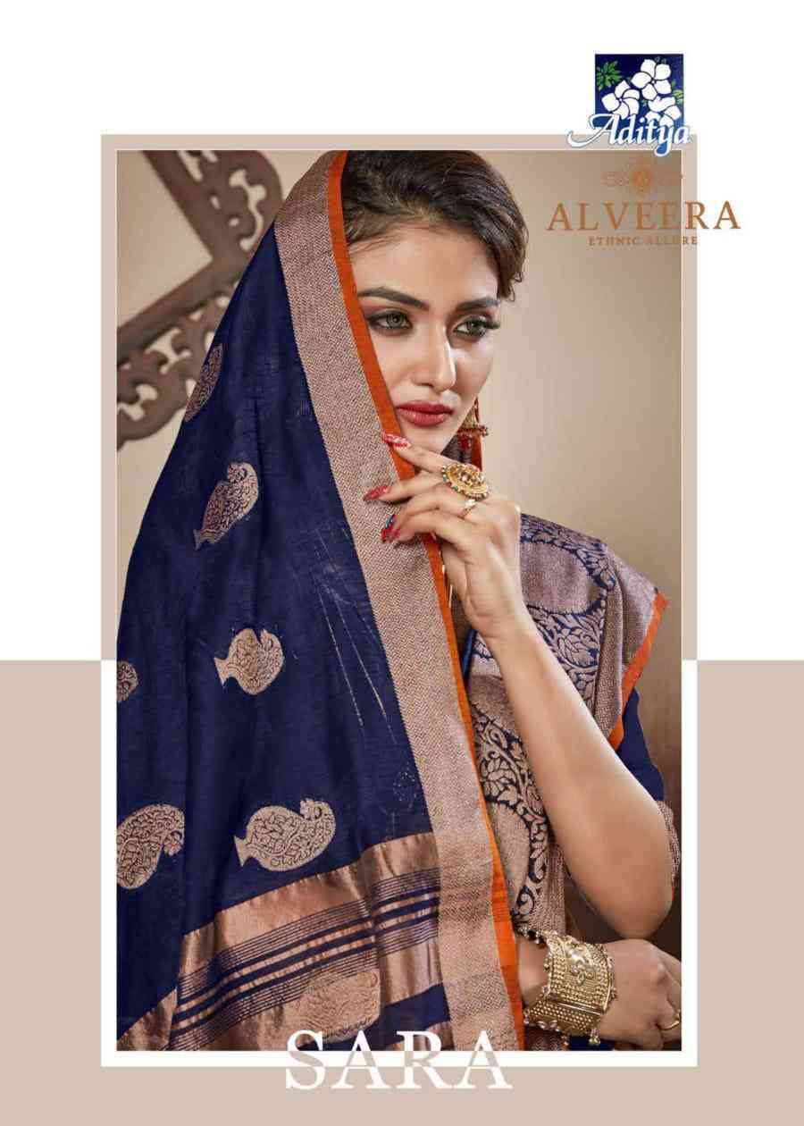 Alveera Sara Weaving Silk Based Saris Catalog supplier Surat