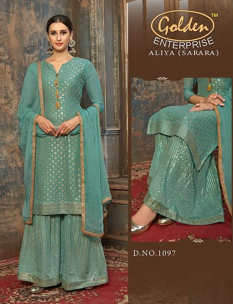 Golden Fab Aliya Designer Sharara Salwar Suit New Catalog Wholesaler