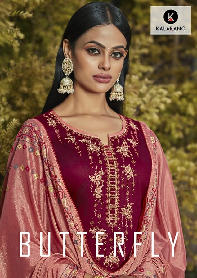 Kalarang Butterfly Stylish Embroidery Cotton Suit New Catalog in Cheap rate