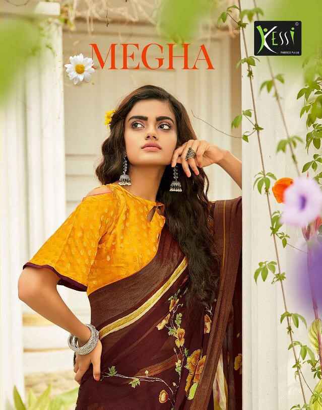 Kessi Megha Chiffon Printed Indian saree New Collection in Cheap rate