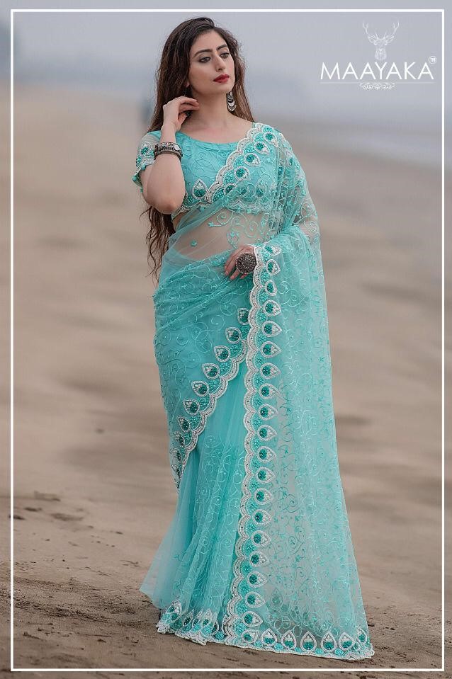 Maayaka Exclusive Designer Party Wear Net saree Collection in Wholesale Price