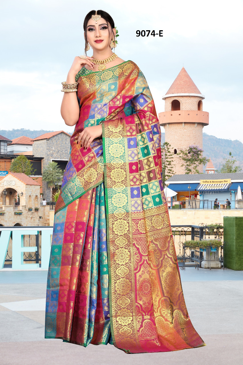 NP 9074 Colors Fancy Indian Silk Saree Collection With Cheap rate