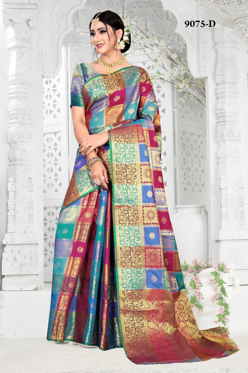 NP 9075 Colour Heavy Pallu Silk Saree New Collection in Surat