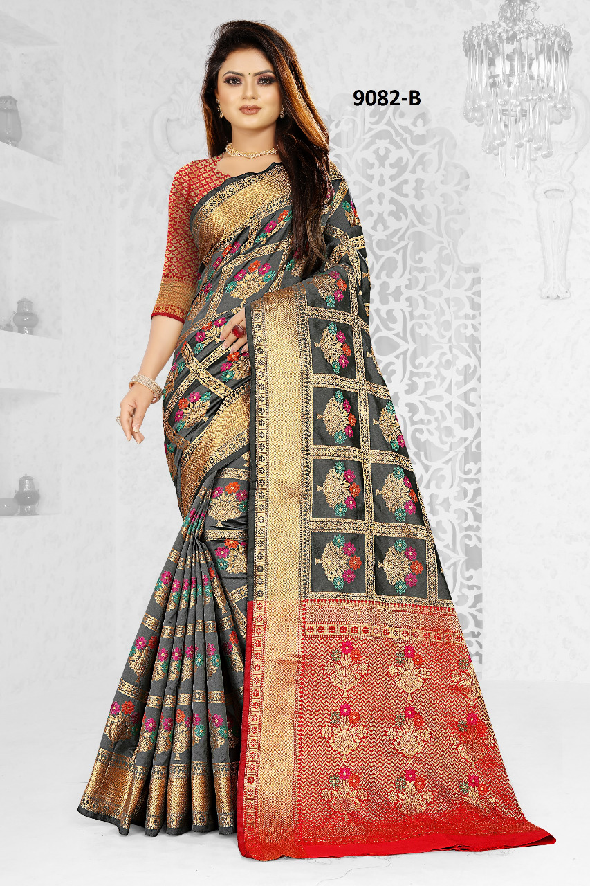 NP 9082 Colors Rich Pallu Jacquard Silk Saree Latest Designs in Market