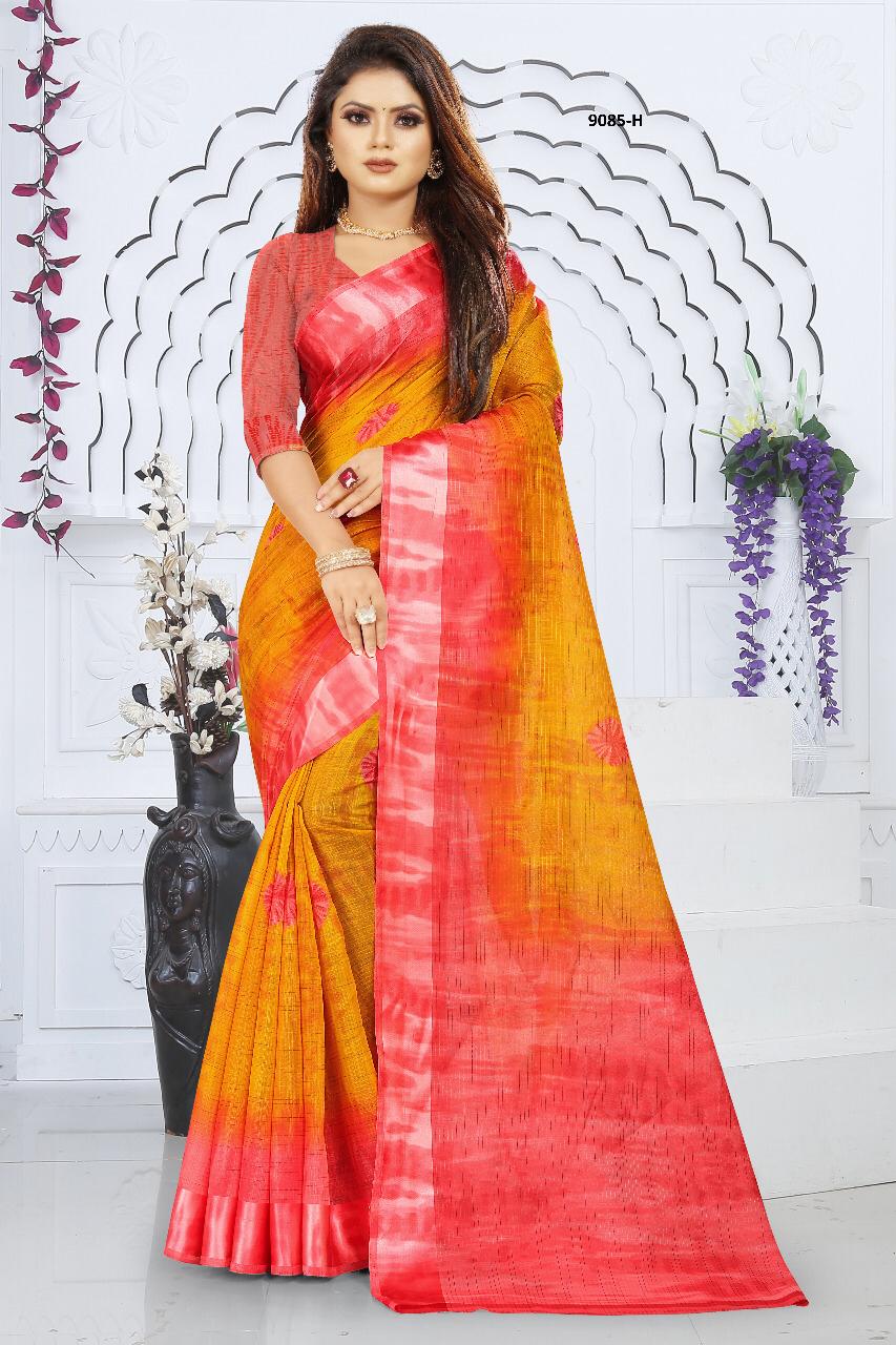 NP 9085 colors Fancy border printed saree catalog wholesale price in surat