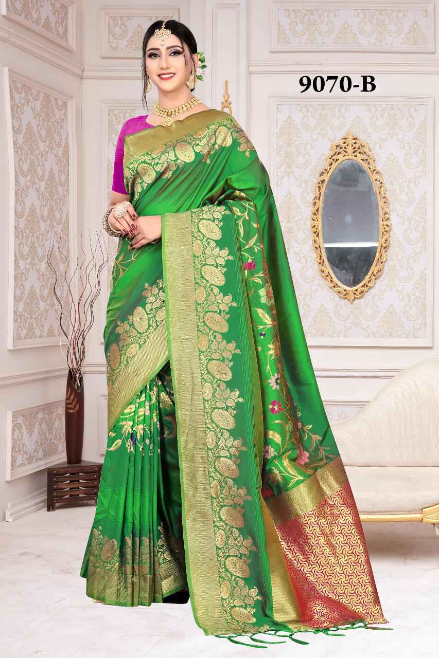 NP Saree 9070 Colour fancy border silk saree catalog wholesale price