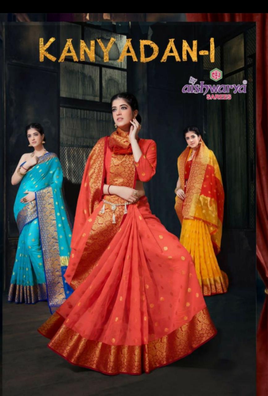 Aishwarya Kanyadan Vol 1 poly silk Traditional Saree New Catalog in Surat