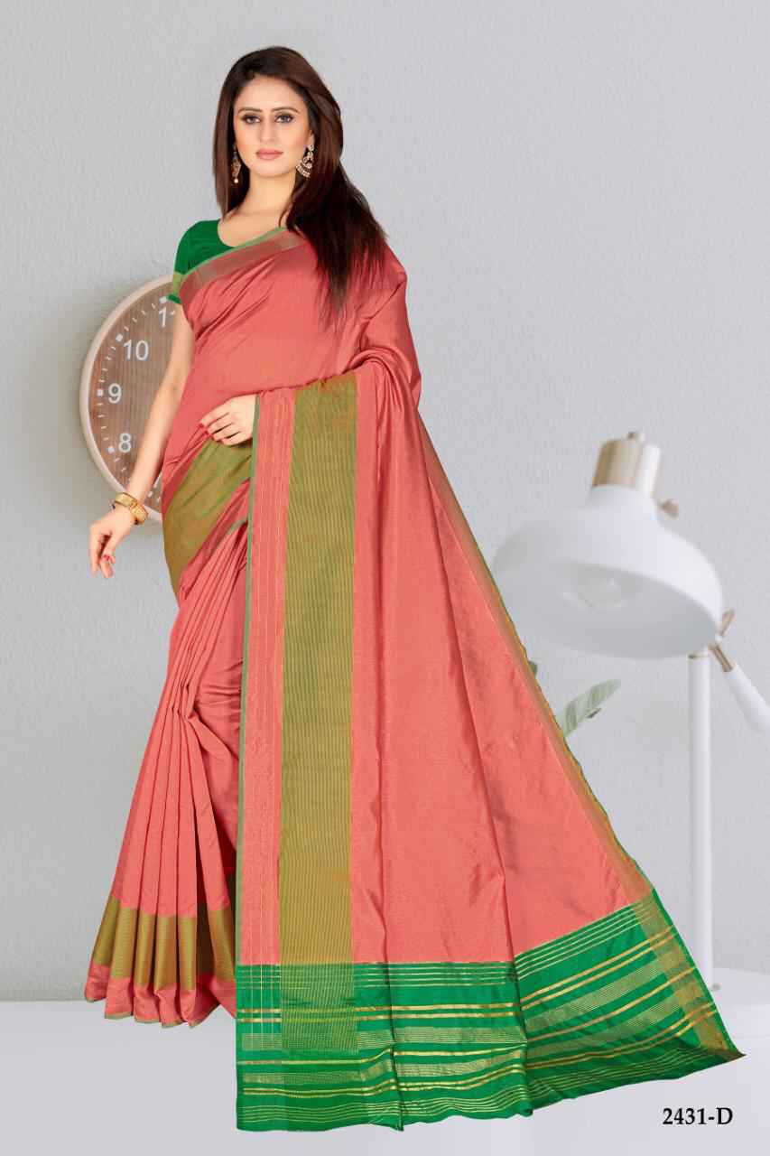 H raj 2431 Exclusive Chanderi Cotton Weaving Saree Catalog Wholesaler