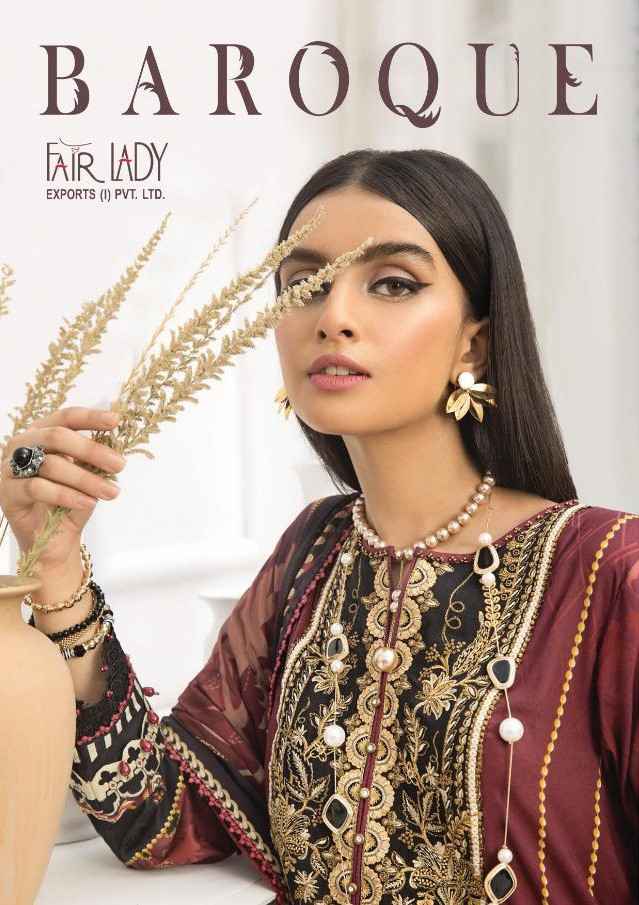 Fairlady Baroque Jam Satin Designer pakistani Suit Latest Collection
