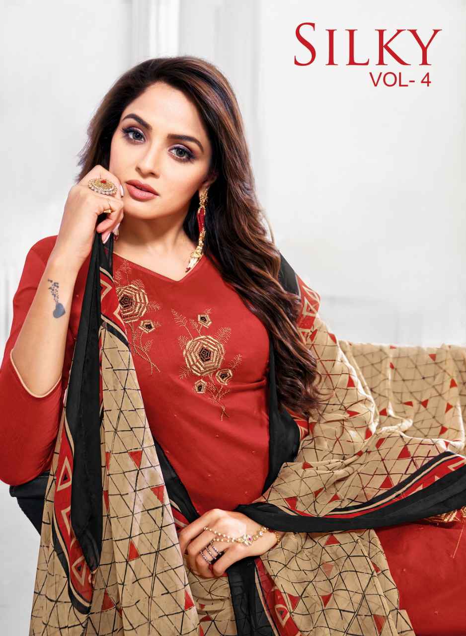 Kapil tex Silky Vol 4 Casual embroidery Ladies Dress Material new Catalog wholesale