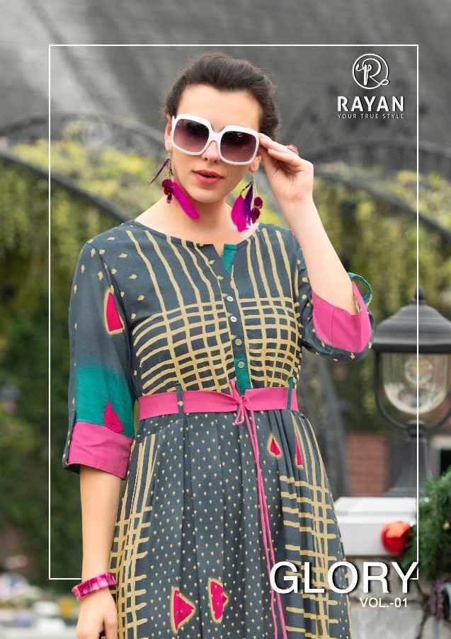R Studio Rayan Glory Printed rayon kurti designs