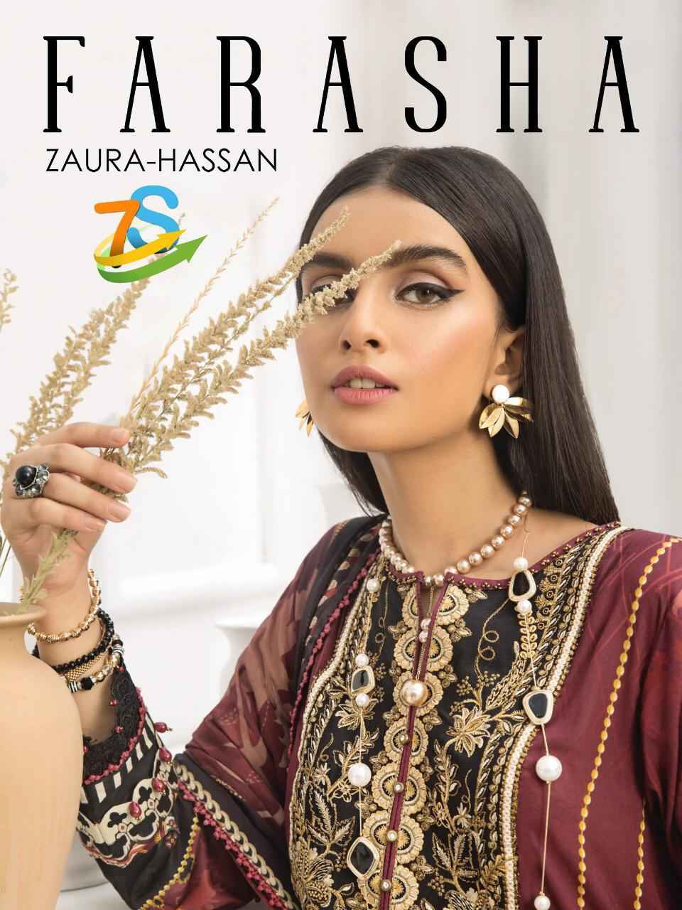 Zaura Hassan Farasha Designer Cotton pakistani Suit New catalog in Wholesale price