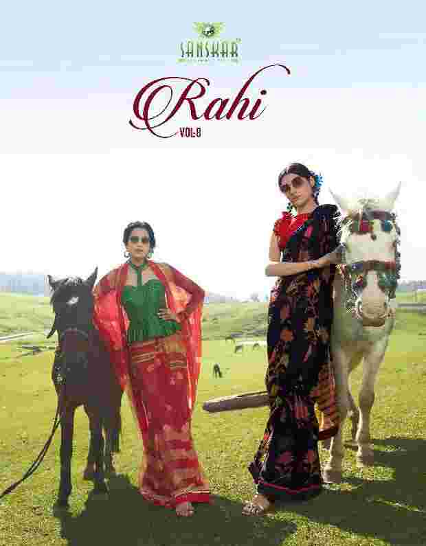 Sanskar Rahi Vol 8 fancy border chiffon saree supplier