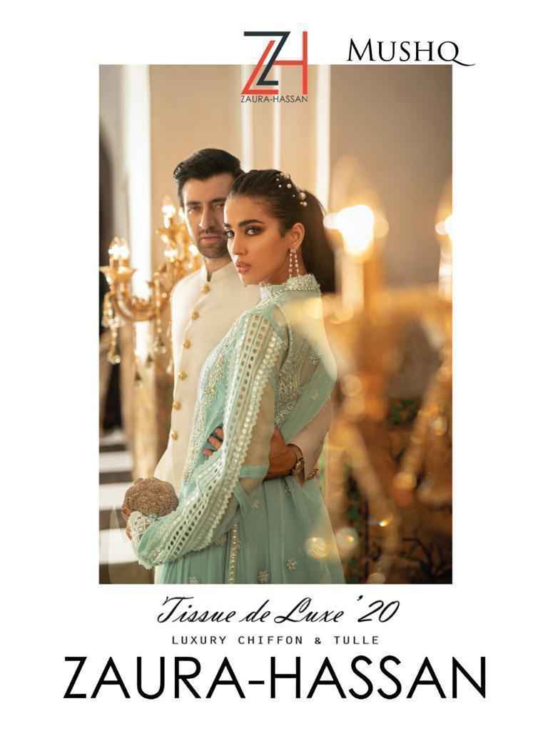 Zaura hassan Mushq Designer trendy pakistani pattern suit