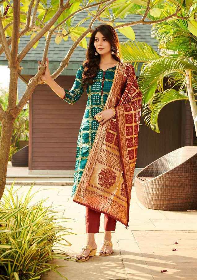 TC Bandhani jacquard Silk Salwar Suit Wholesaler