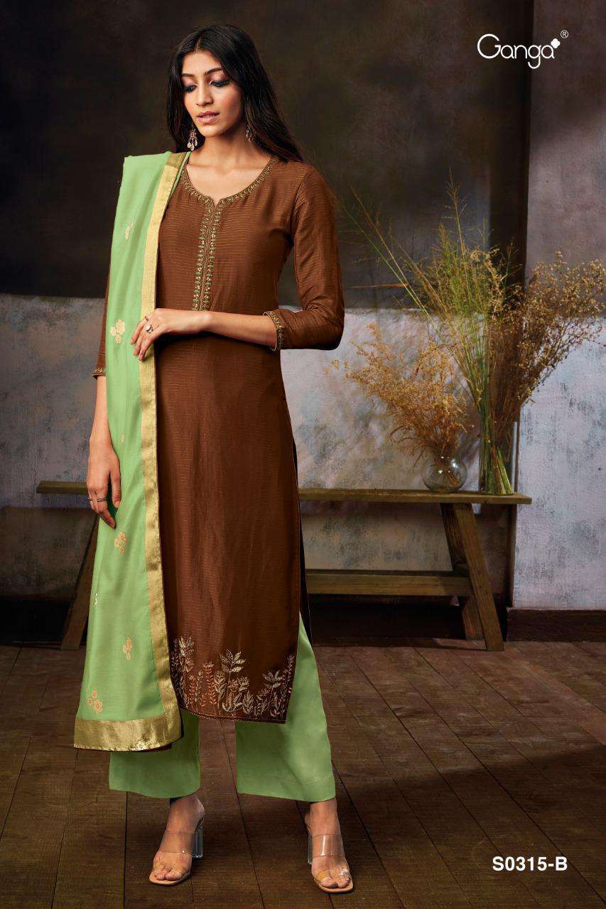 Ganga Neera 315 Designer Silk Salwar Suit Latest Catalog Supplier