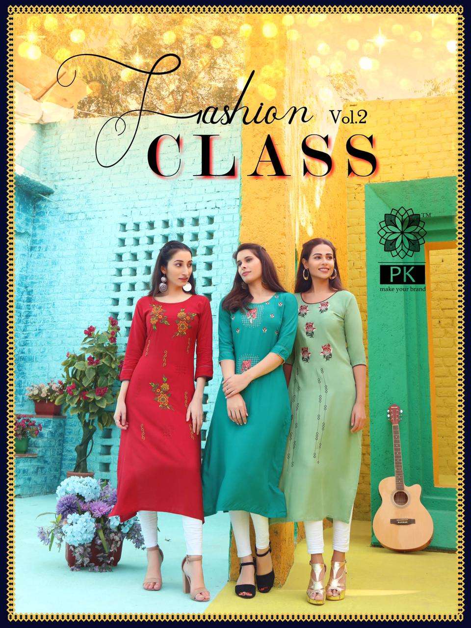 PK Fashion Class Vol 2 Plain Rayon Kurti New Designs In Wholesale Price