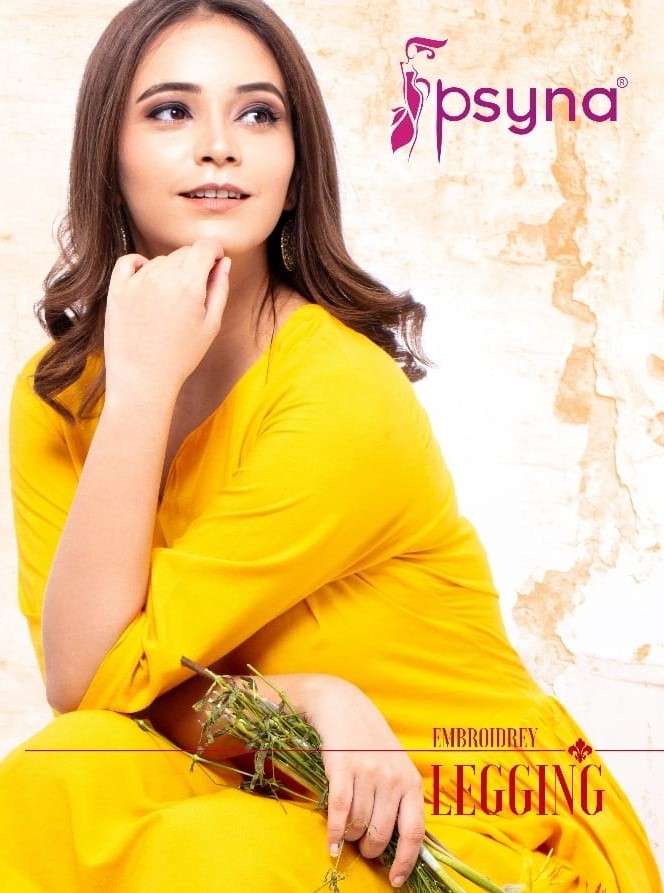 Psyna embroidered leggings vol 7 Cotton Lycra Embroidered leggings catalogue wholesaler