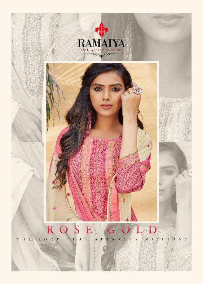 Ramaiya Rose Gold Cotton Print Suits For Ladies In Wholesale
