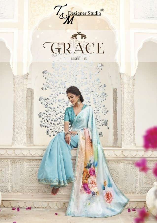 T and M Designer Grace Issue Vol 15 Designer party Wear Saree catalog Wholesaler