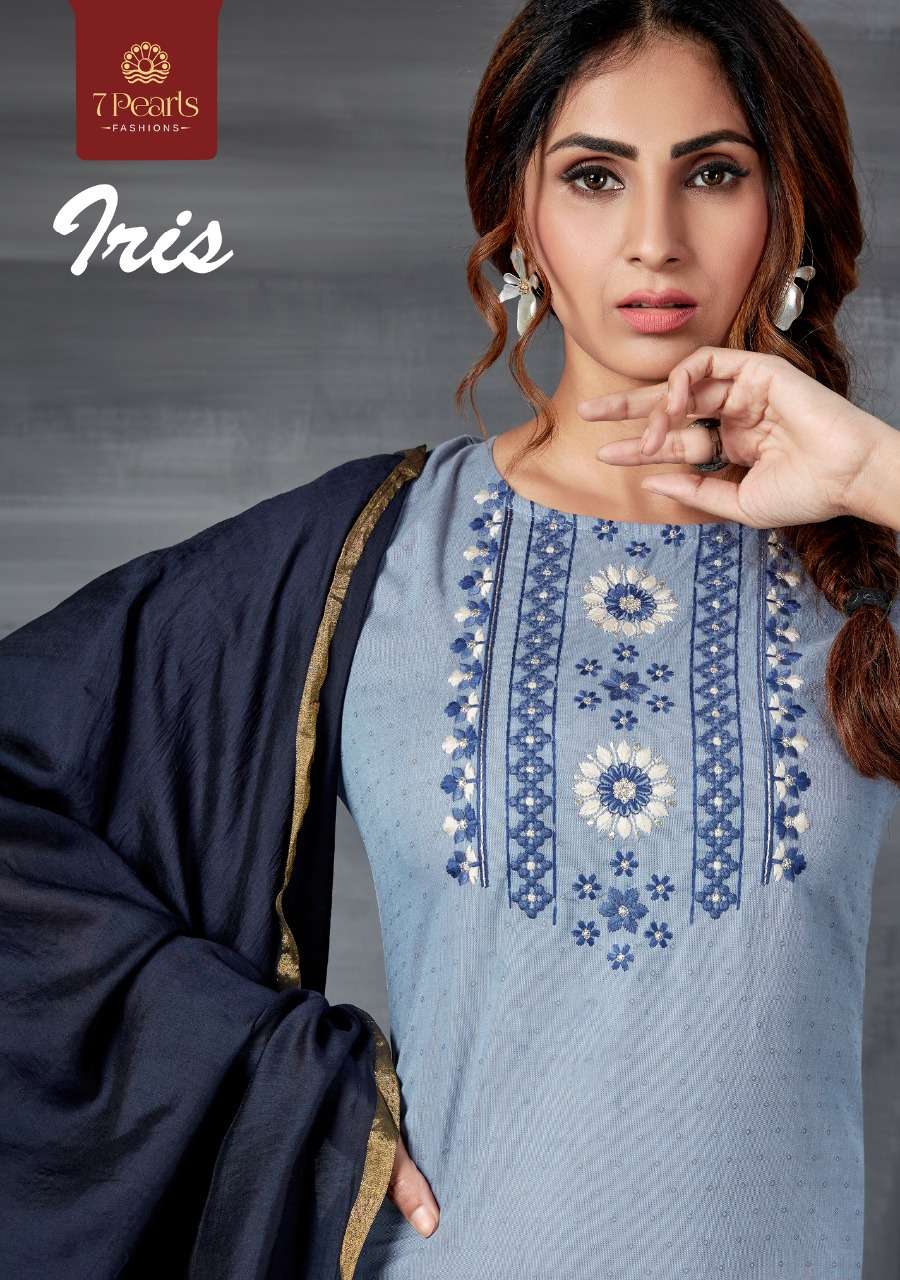7 Pearls Iris Cotton Kurti With Pants Dupatta Collection In Wholesale