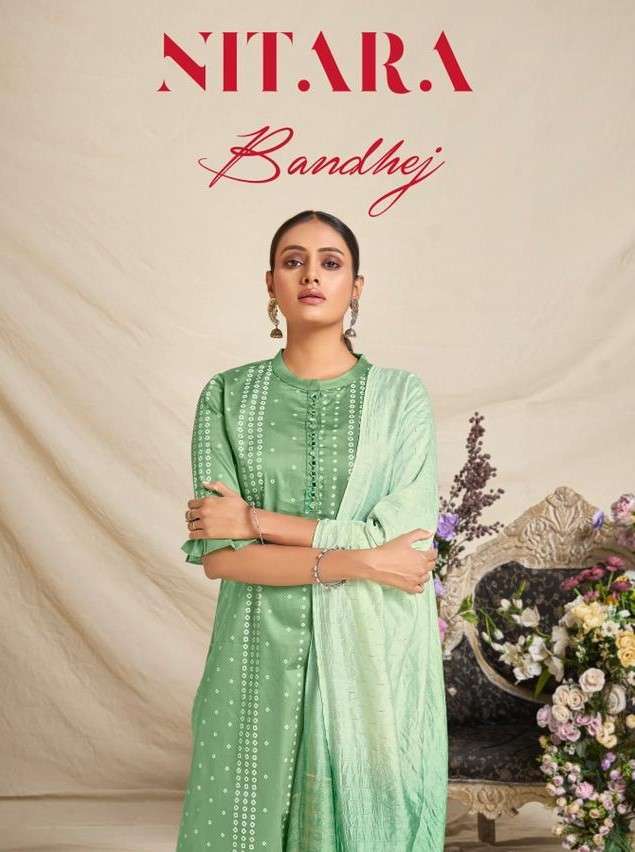 Nitara Bandhej Exclusive Readymade 3 Piece Set Collection at Best Rate