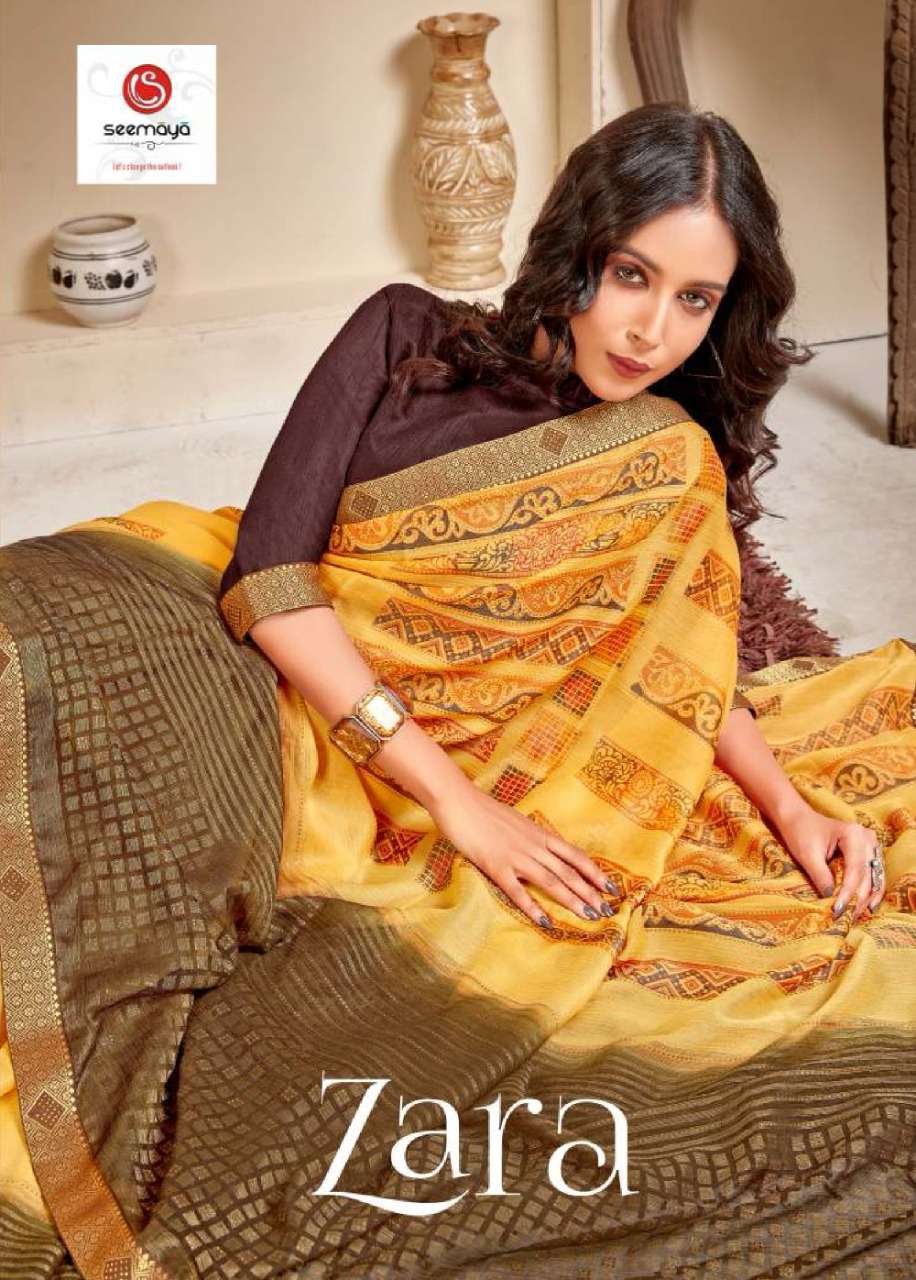Seemaya Zara Printed Chiffon Fancy Saree Catalog Buy Online Saree Catalogs