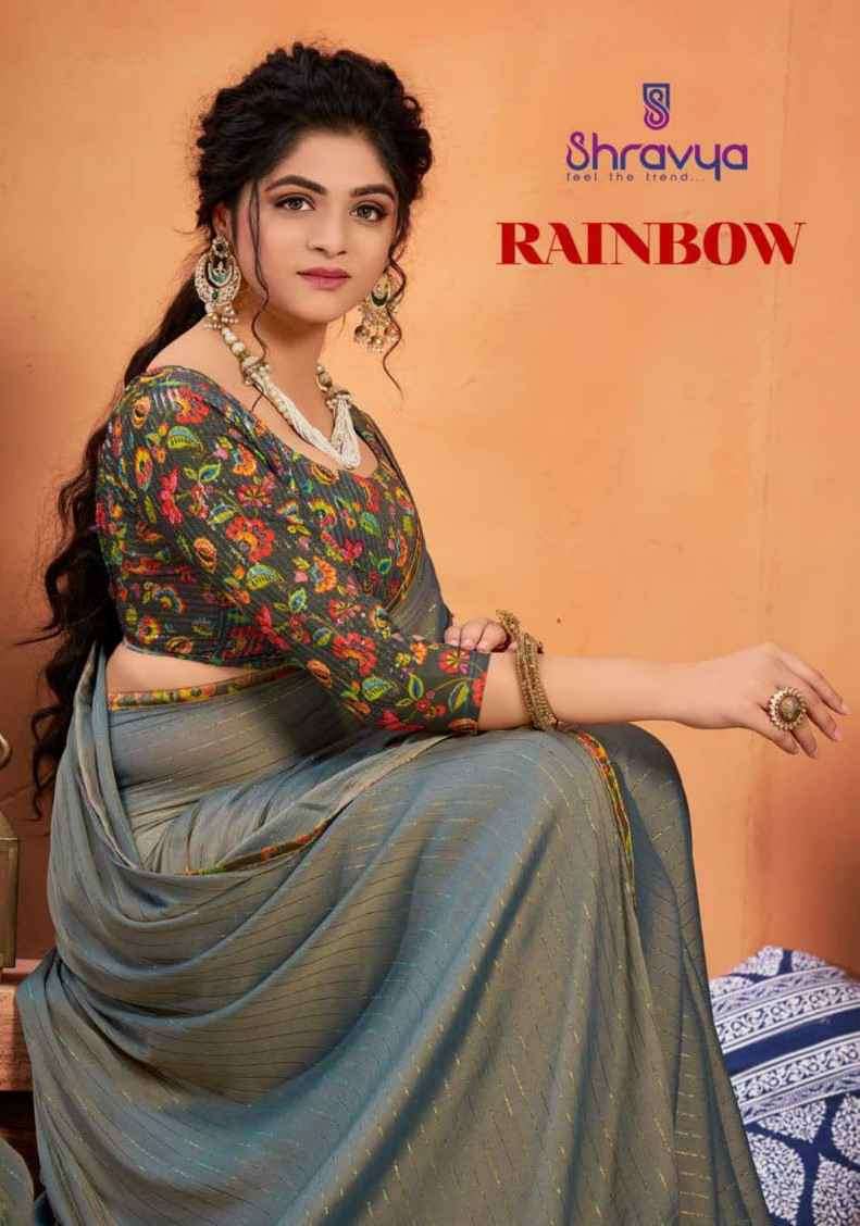 Shravya Rainbow Rainbow jari Digital Print Saree Wholesale