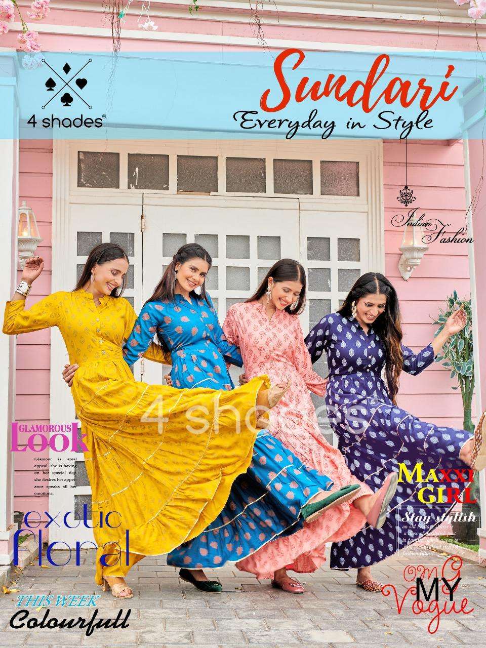 4Shades Sundari Vol 1 By Blue Hills VF India Long Kurti Gown Collection
