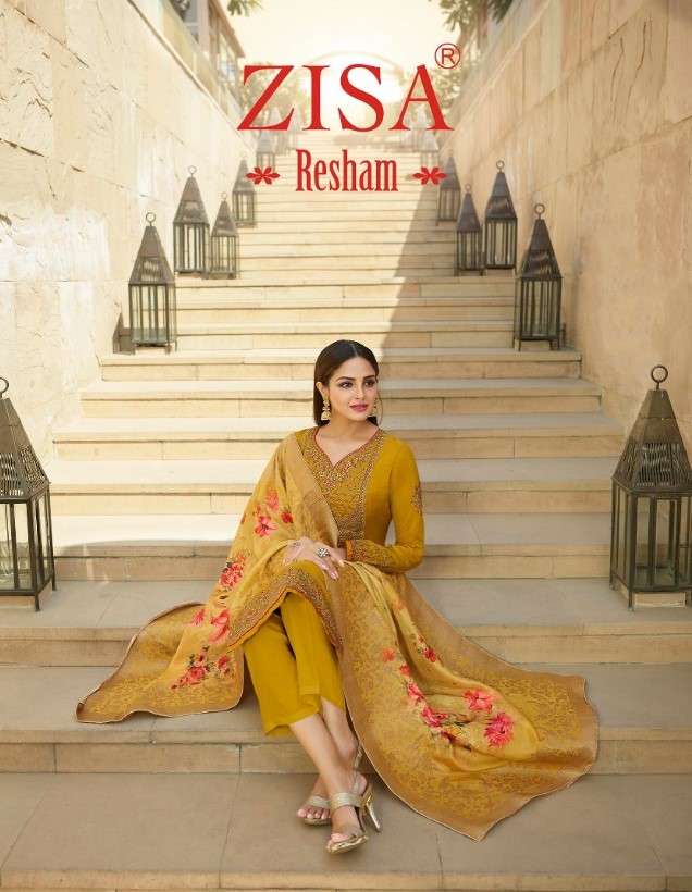 Meera Trends Zisa Resham Exclusive Tusser Satin Salwar kameez Catalog Supplier