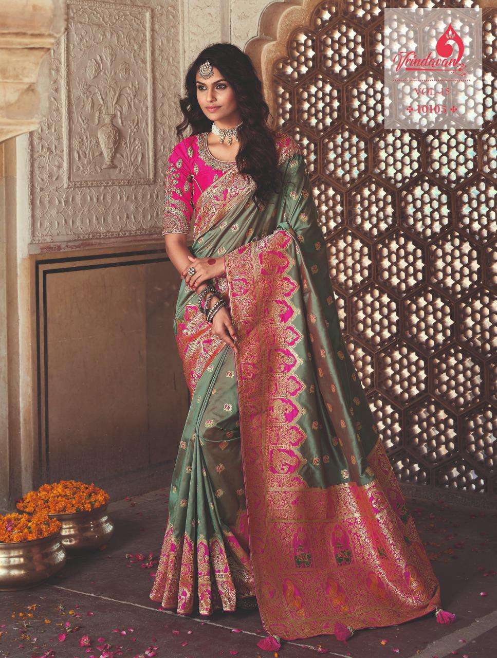Royal Designer Vrindavan Vol 15 banarasi Silk Saree Catalog Wholesale Price