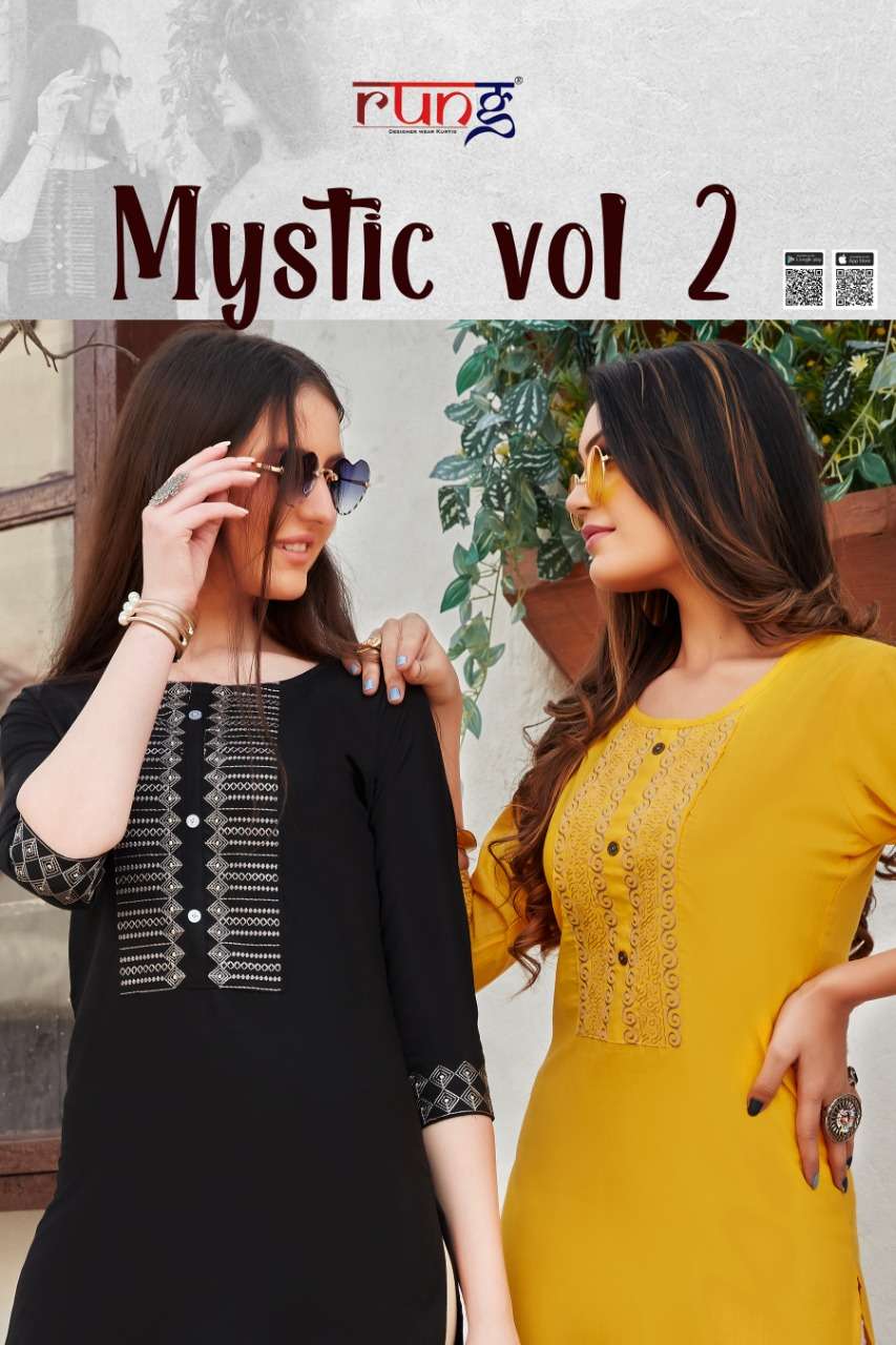 Rung Mystic Vol 2 fancy Rayon Kurti Catalog Wholesaler