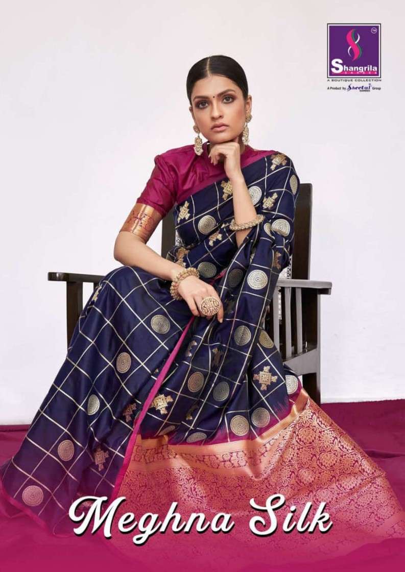 Shangrila Designer Meghna Silk Soft Weaving SIlk Saree Catalog Supplier