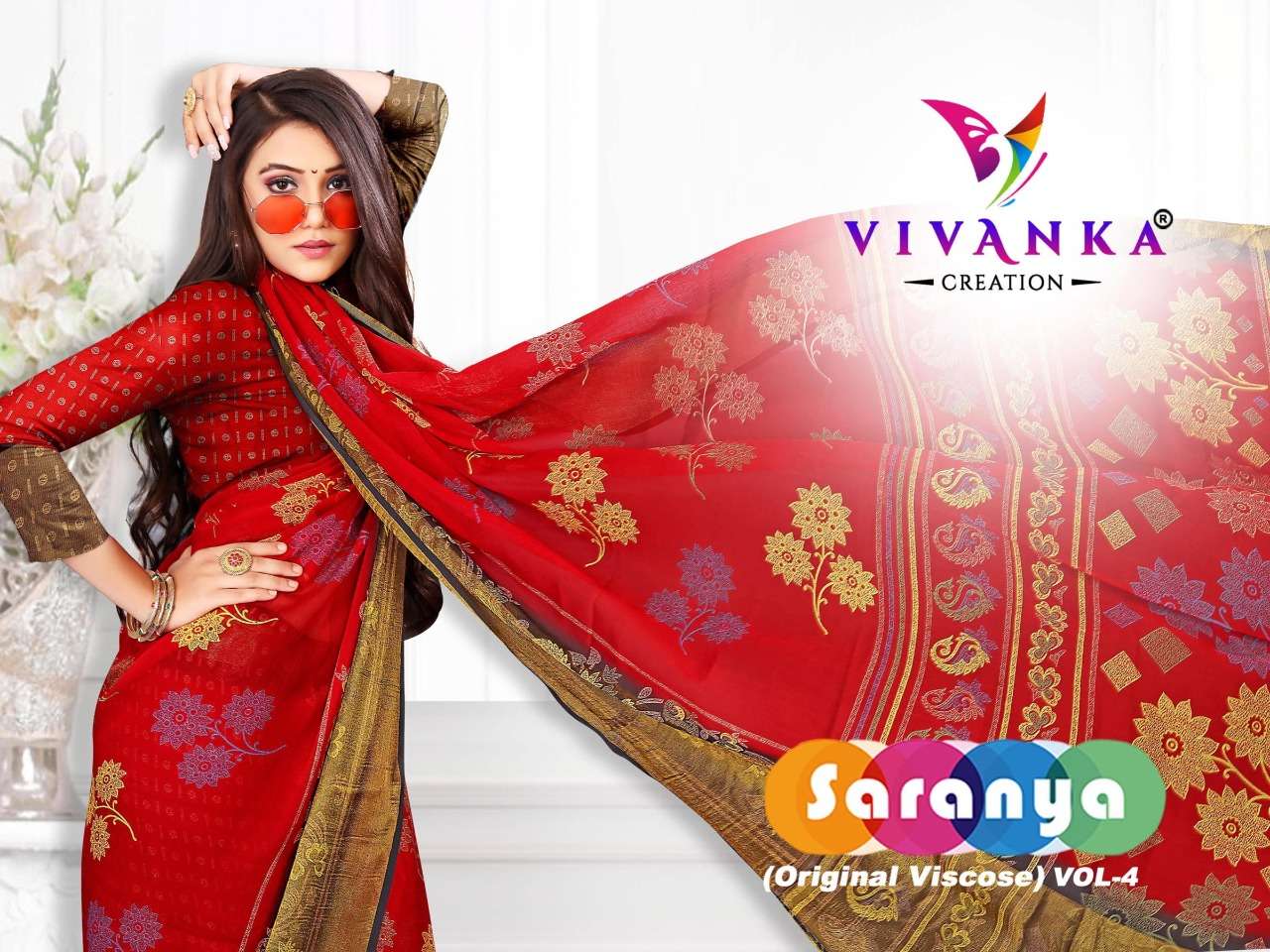 Vivanka Saranya Vo 4 Viscose patta fancy Saree Catalog Wholesaler
