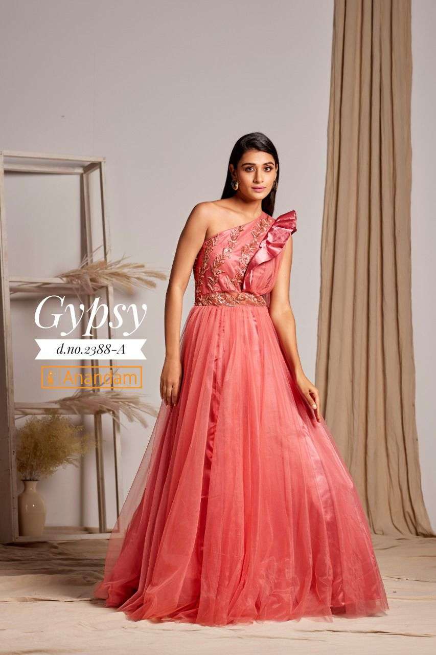 Buy Peach Net Anarkali Gown Party Wear Online at Best Price | Cbazaar