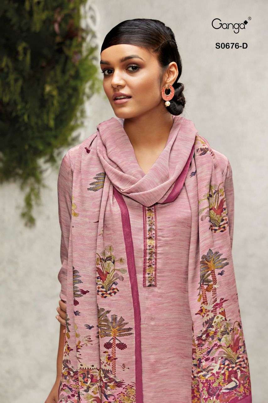 Ganga Anahi 676 Designer fancy Crepe Ladies Suit Catalog Supplier