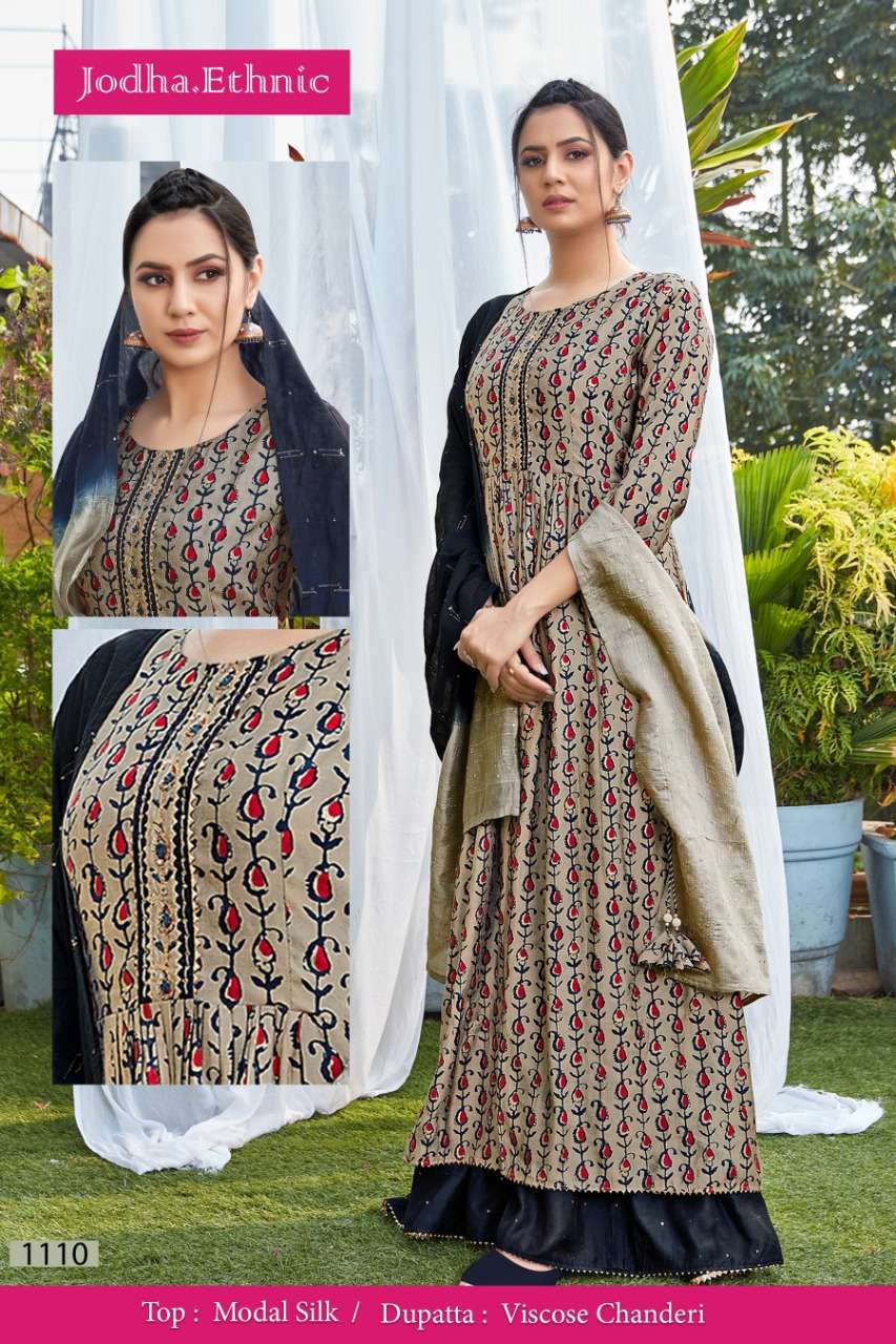 Jodha Ethnic 1110 Deisgner Readymade kurti Gown Dupatta Set Collection