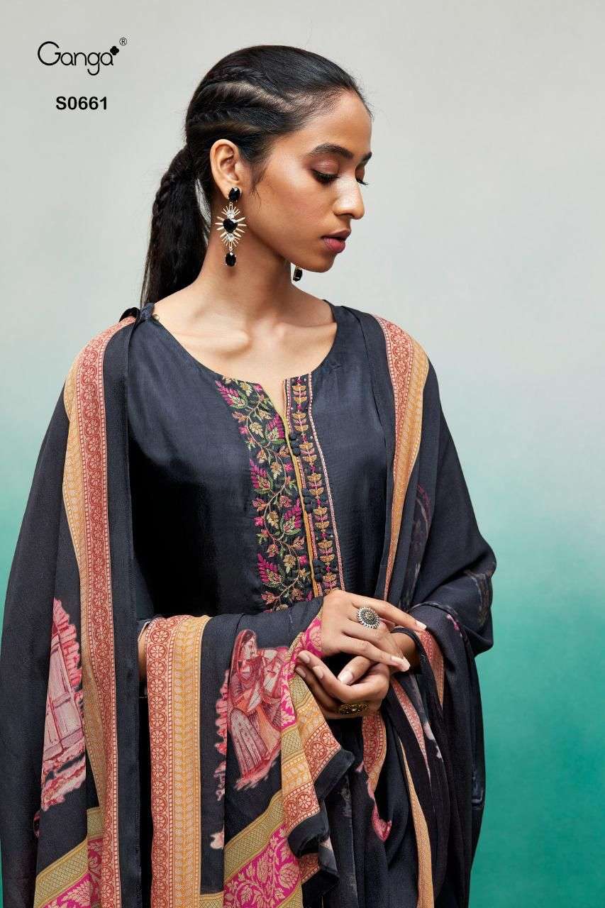 Ganga Gloria 661 Exclusive Designer Silk Salwar Suit catalog Wholesaler