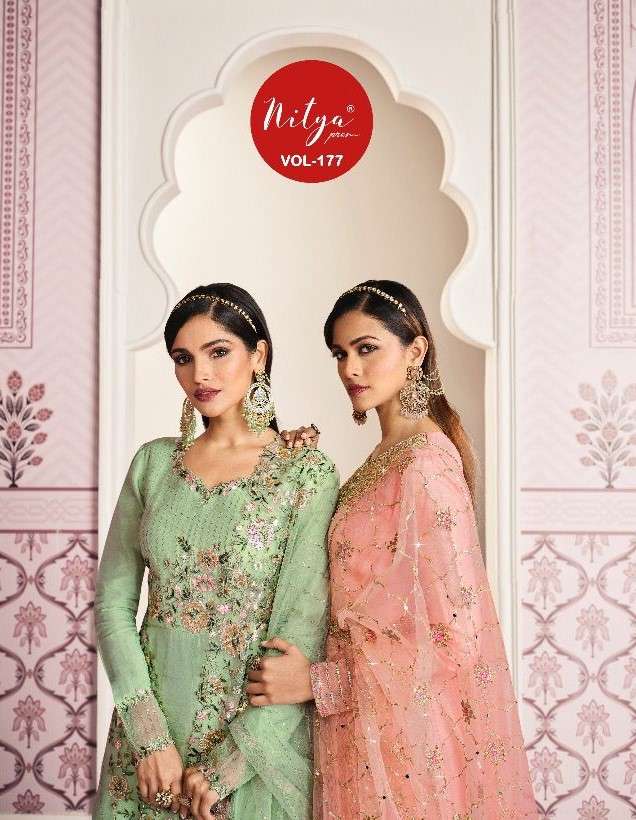 LT Fabrics Nitya Vol 177 Designer Party Wear Anarkali Dress Catalog Supplier