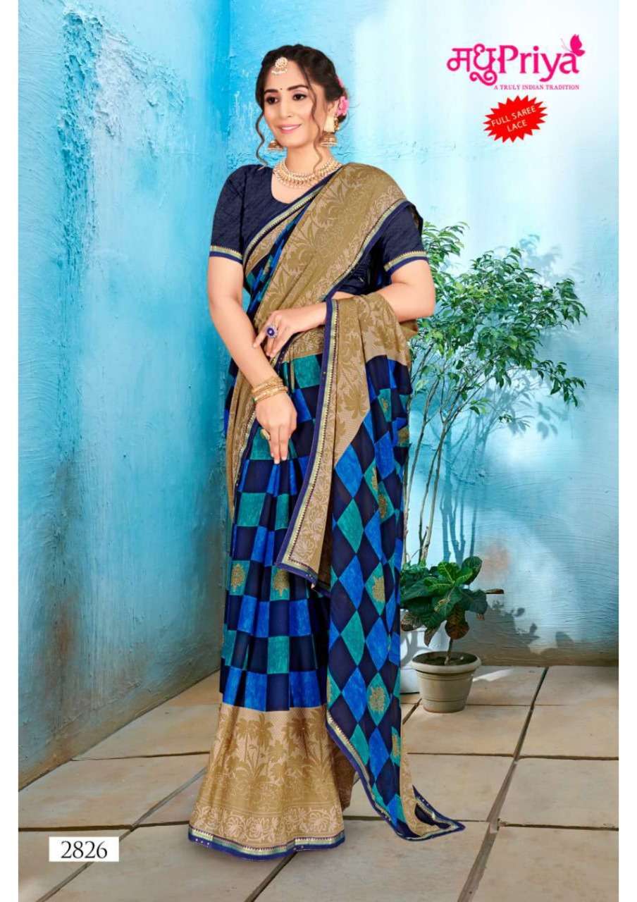 Madhupriya Jinal Renial print Daily Wear Saree New Collection