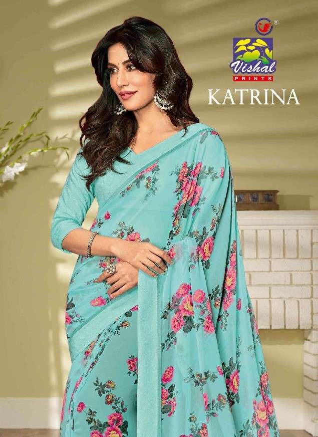 Vishal Fashion Katrina fancy Printed Georgette Saree Catalog Supplier