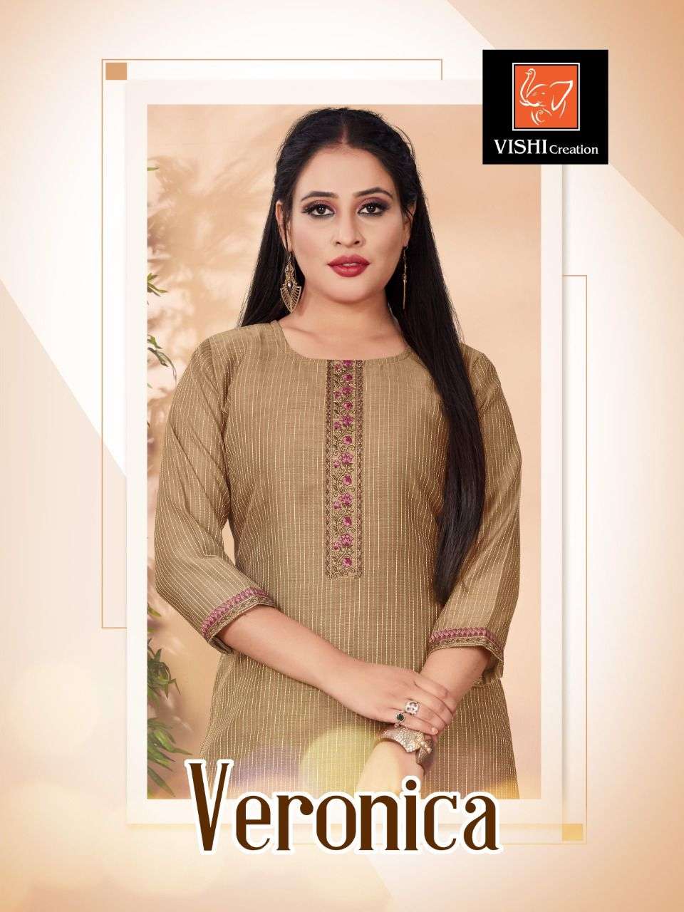 Vishi Creation Veronica Fancy Viscose Stripe Kurti Catalog Wholesaler