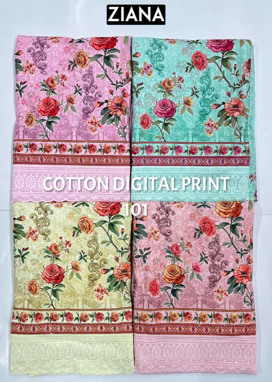Ziana Cotton Digital Print 101 Cotton Salwar Kameez Catalog Wholesaler