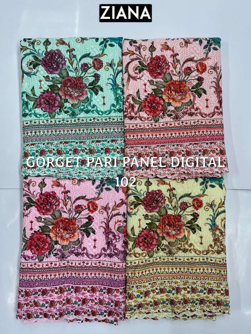 Ziana Georgette Pari Panel Digital 102 Printed Georgette Suit Catalog Supplier