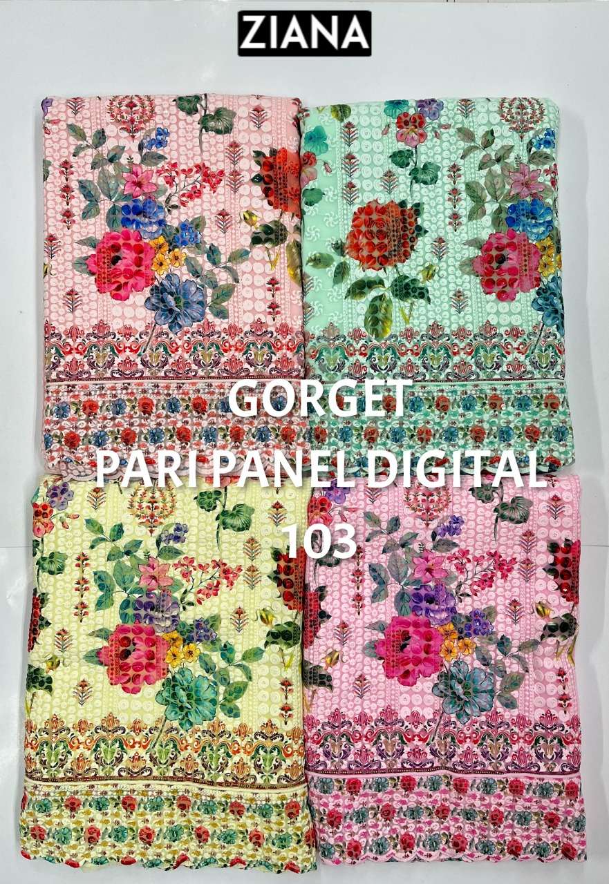 Ziana Georgette Pari Panel Digital 103 Straight Suit Material Catalog Supplier