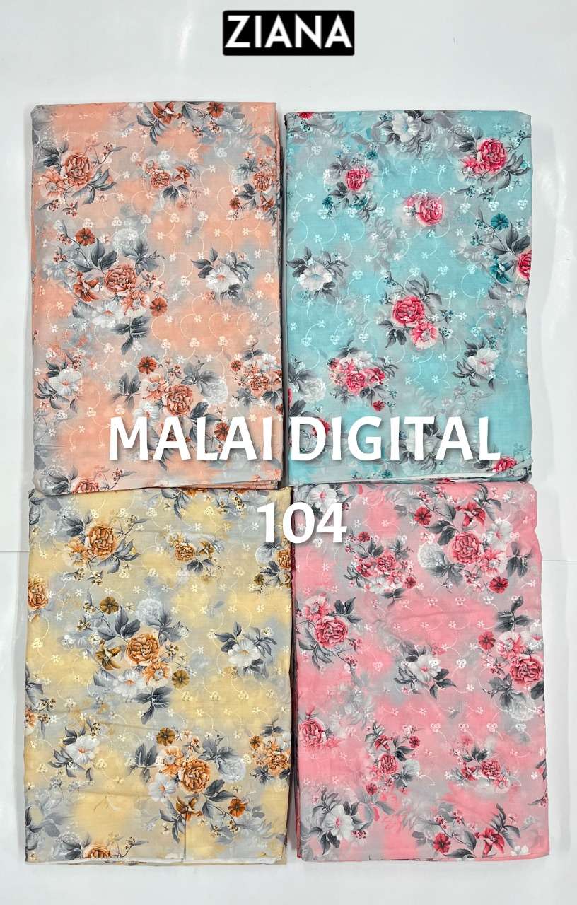 Ziana Malai Digital 104 Digital Print Cotton Suit Catalog Supplier