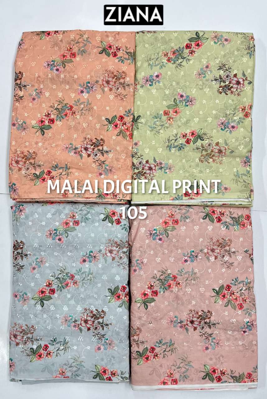 Ziana Malai Digital 105 Fancy Cotton Salwar Kameez Catalog Wholesaler