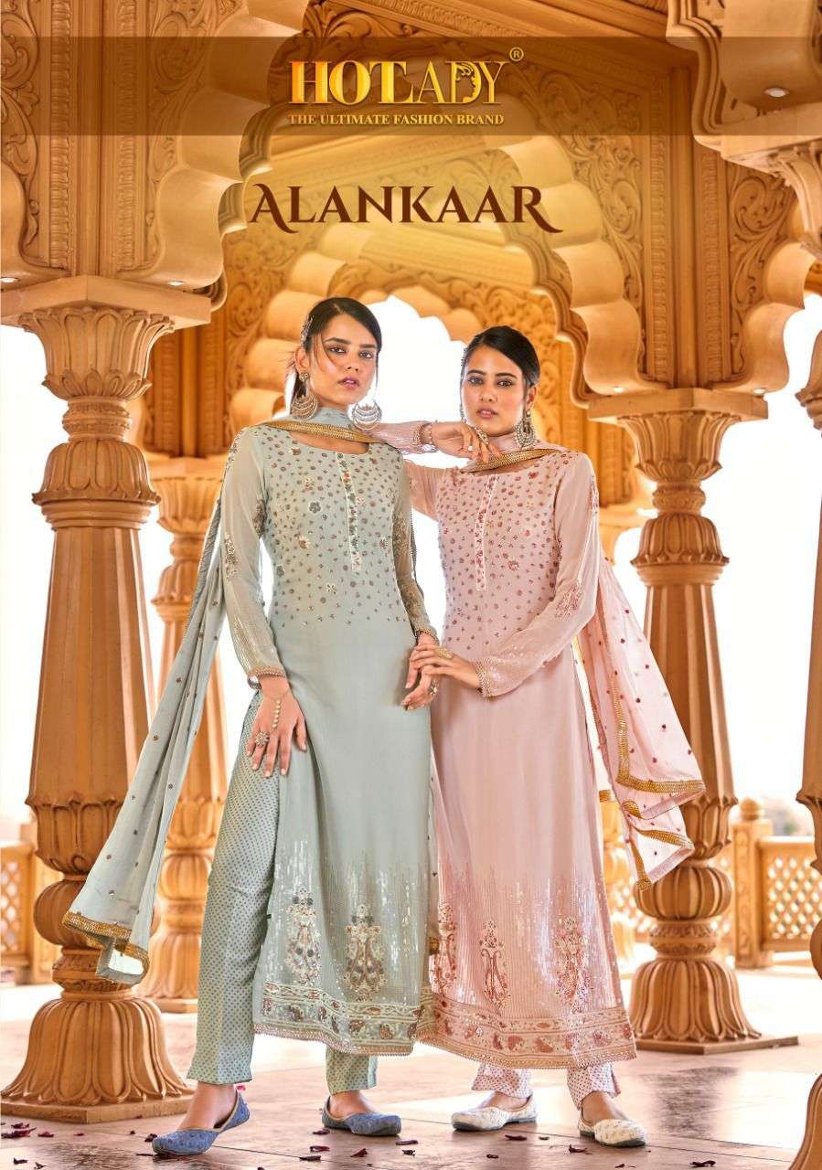 Hotlady Alankar Designer Work Long Straight ladies Suit Catalog Supplier